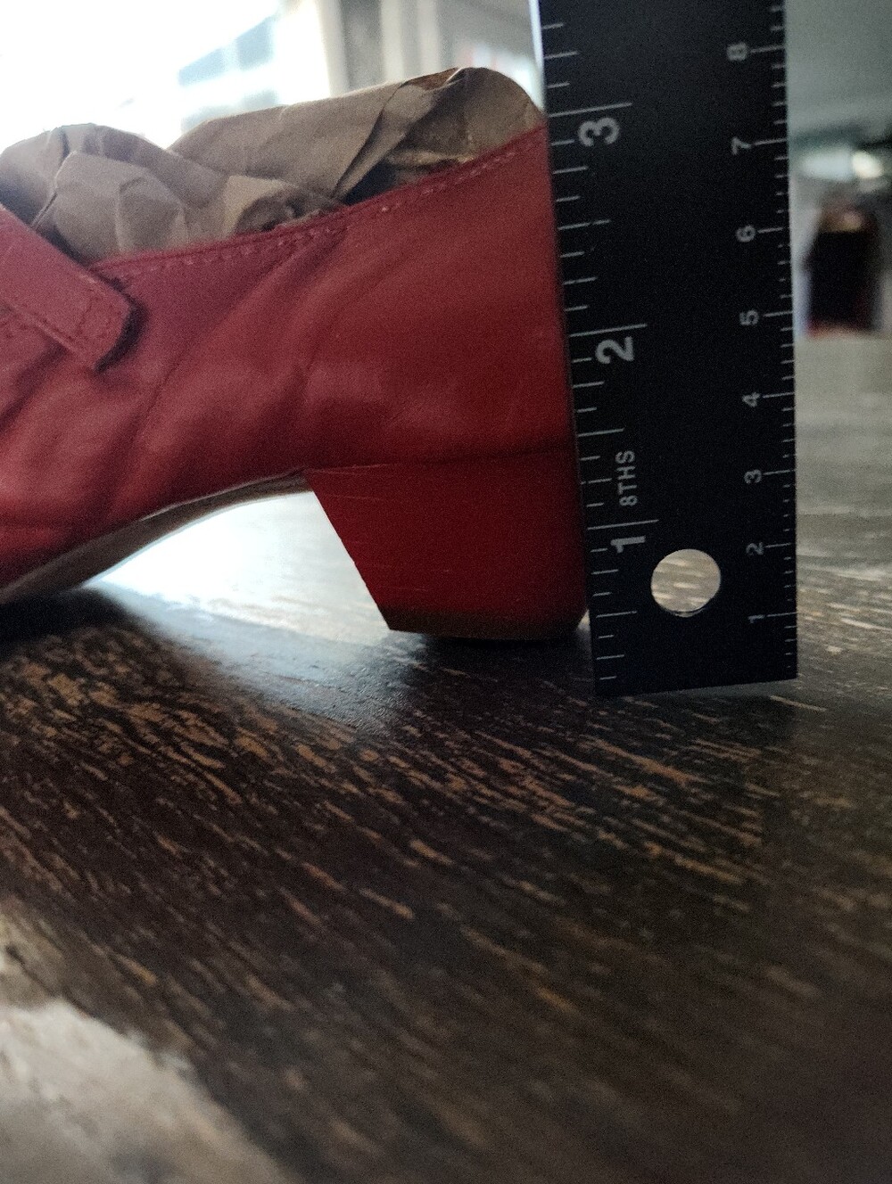 Leo's Dance Wear Rockabilly Women’s Red Leather T-Strap Dance Shoes, Low Heel - Picture 15 of 16